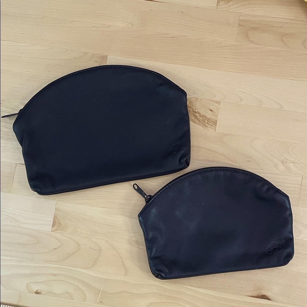 Made in USA Black Zippered Pouch two sizes makeup travel case bag
